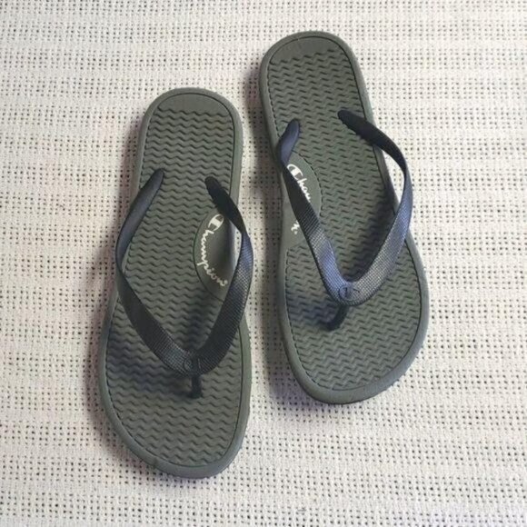 Champion Black Metaflex Sz. 11 Flip Flops Thong Sandals - Picture 1 of 9